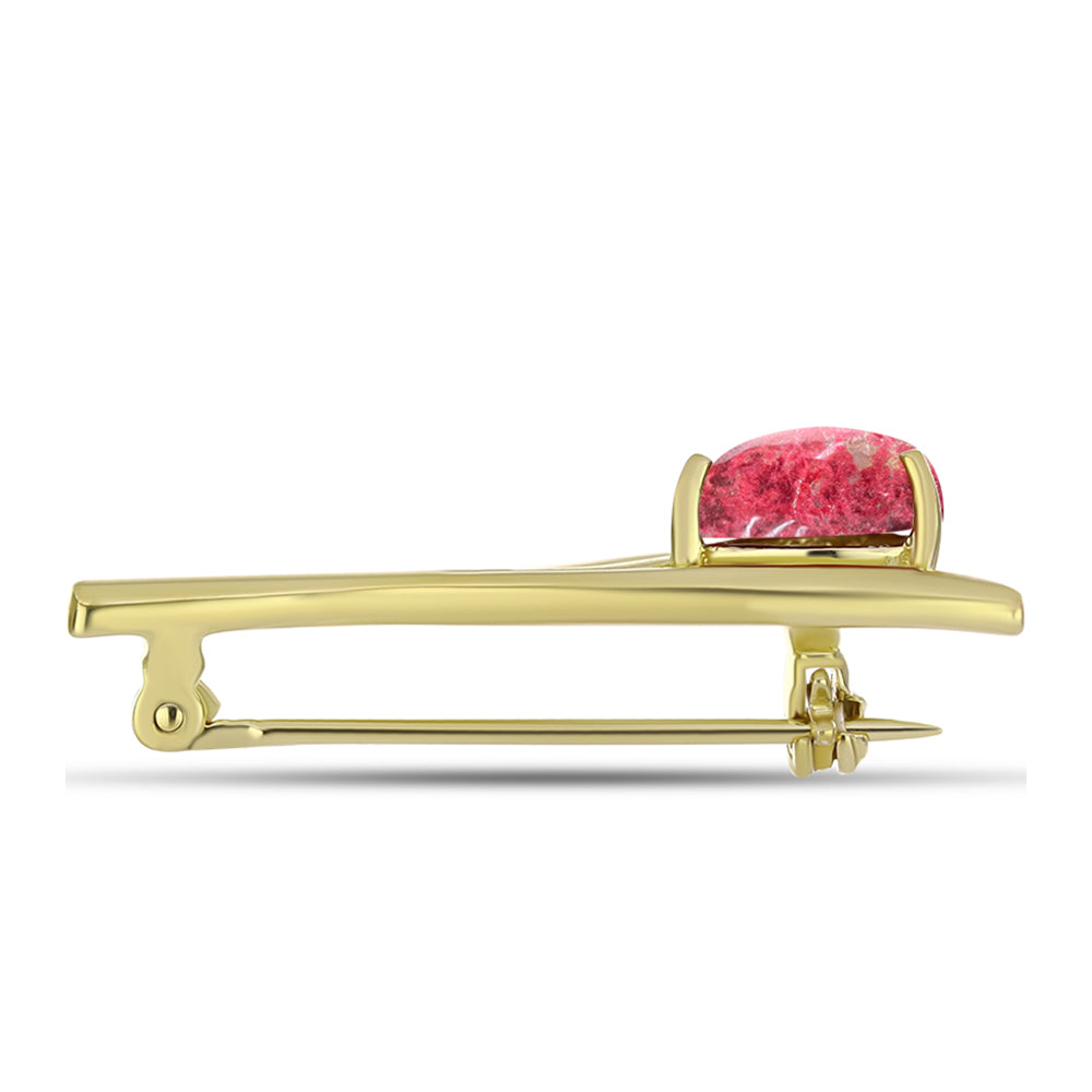 Broşă din Argint 925 Placat cu Aur ( 3.18 grame ) cu Thulit 2.03 Carate