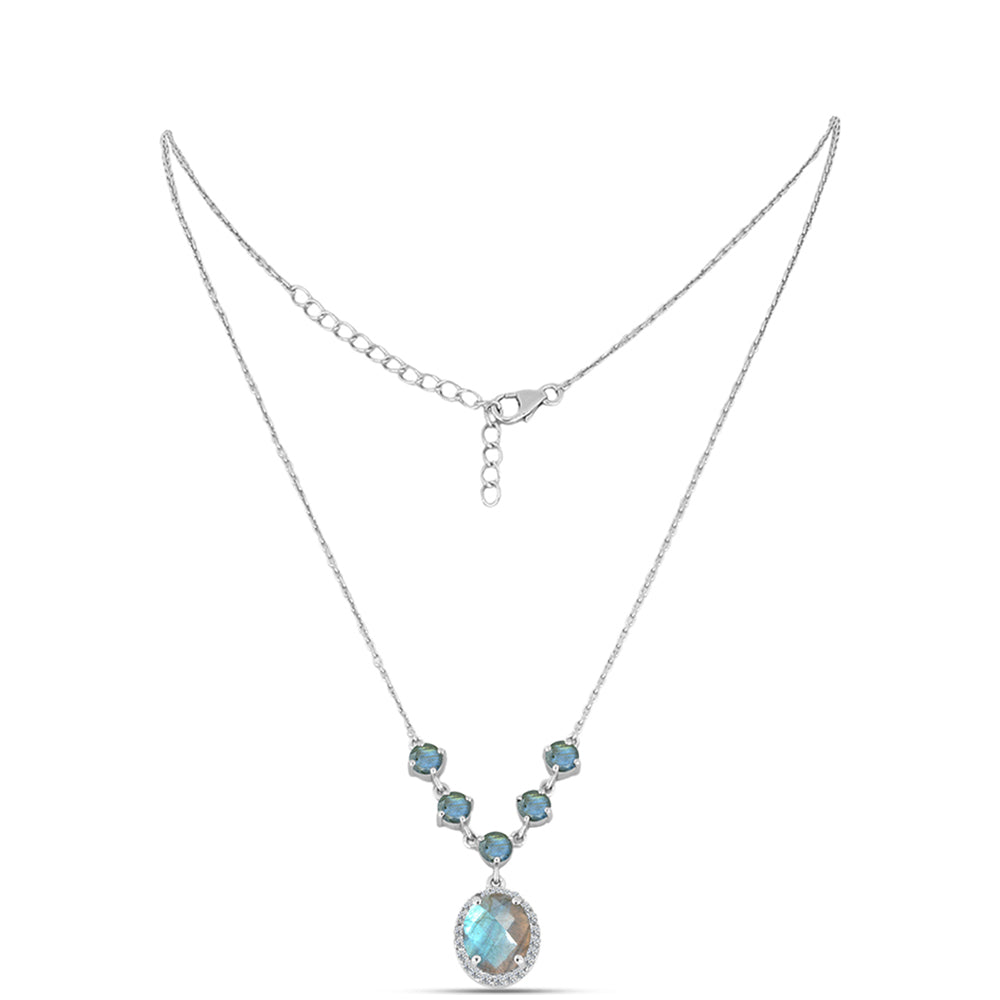 Colier din Argint 925 ( 4.94 grame ) cu Gullgruvene Labradorit 3.86 Carate