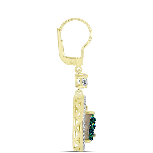 Cercei din Argint 925 Placat cu Aur ( 3.67 grame ) cu Drusy Verde și Topaz Alb 4.97 Carate