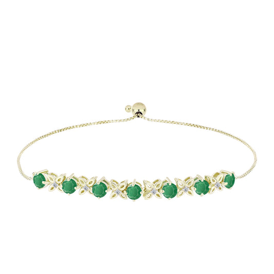 Brățară din Argint 925 Placat cu Aur ( 6.41 grame ) cu Smarald Brazilian și Topaz Alb 2.49 Carate