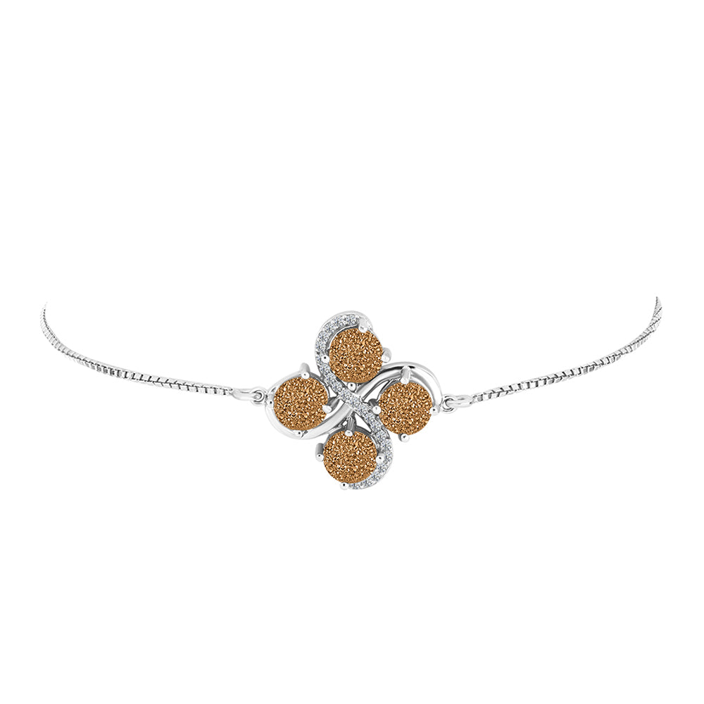 Brățară din Argint 925 ( 4.32 grame ) cu Drusy Auriu și Topaz Alb 3.99 Carate