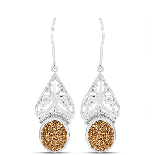 Cercei din Argint 925 ( 6.06 grame ) cu Drusy Auriu 5.35 Carate