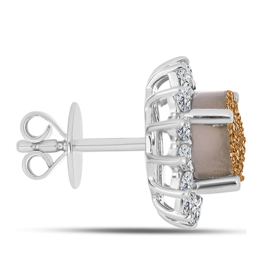 Cercei din Argint 925 ( 2.88 grame ) cu Drusy Auriu și Topaz Alb 5.49 Carate