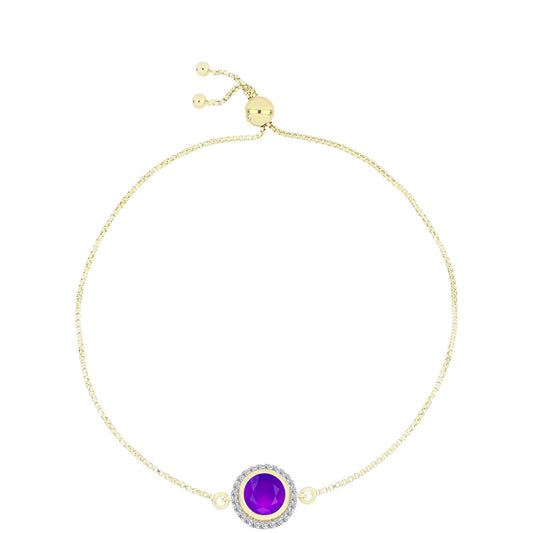 Brățară din Argint 925 Placat cu Aur ( 3.29 grame ) cu Agat Violet și Topaz Alb 1.49 Carate