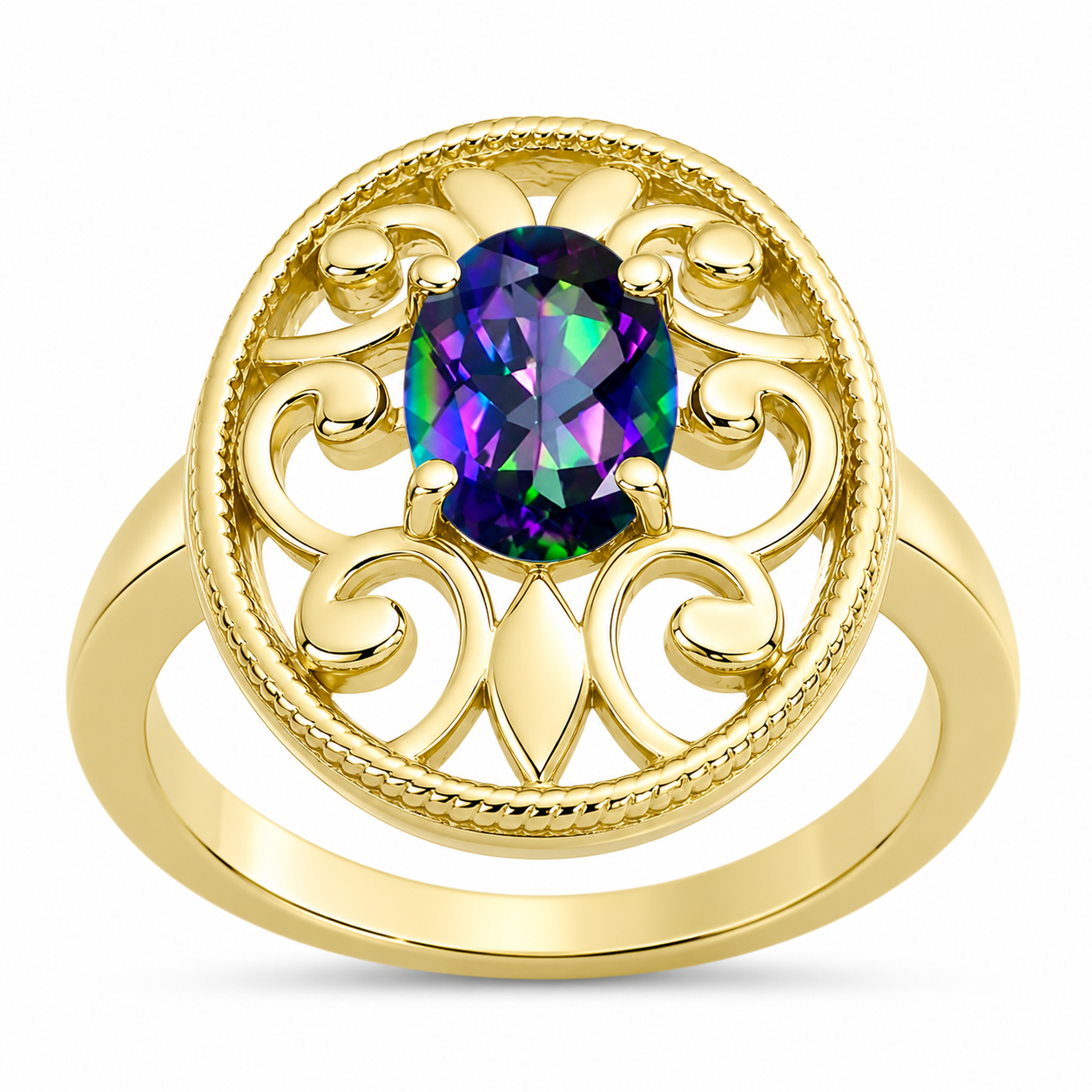 Inel din Argint 925 Placat cu Aur ( 4.48 grame ) cu Topaz Mistic 1.1 Carate