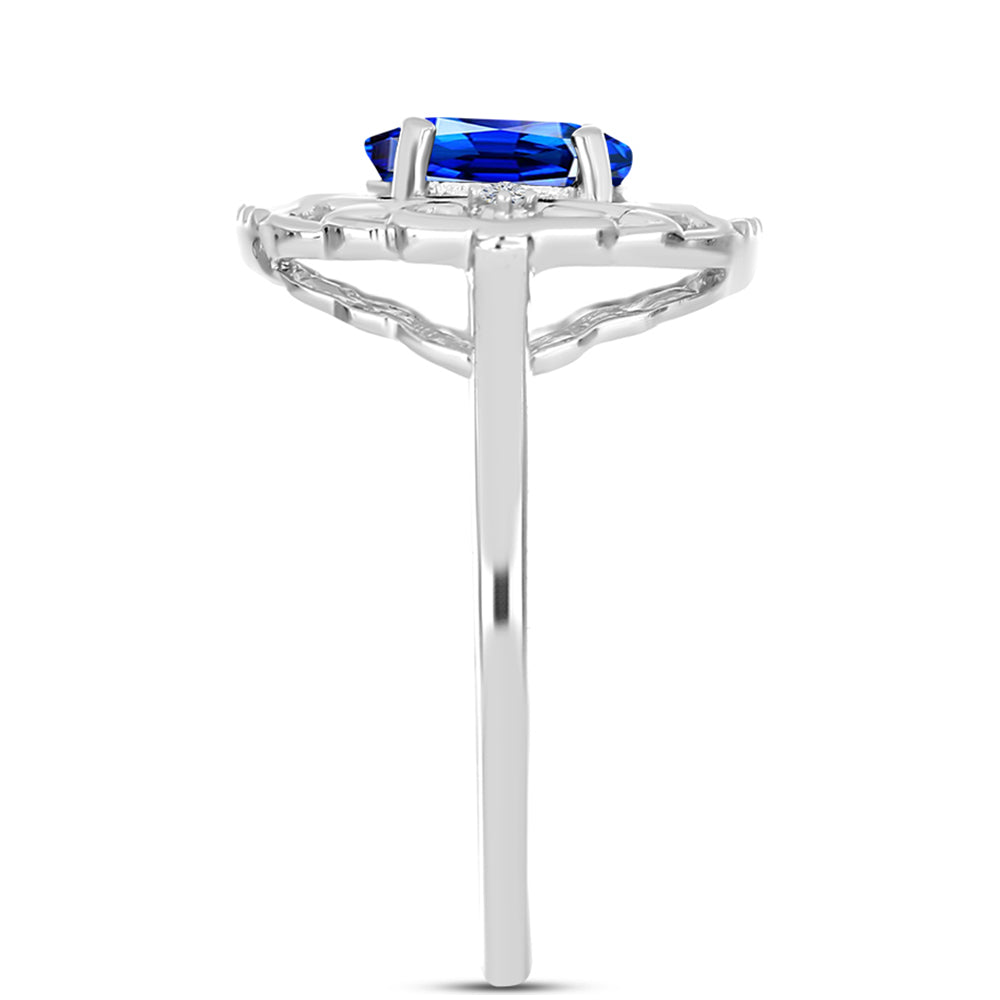 Inel din Argint 925 ( 2.93 grame ) cu Safir Albastru Australian și Topaz Alb 1.65 Carate