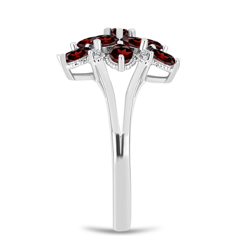 Inel din Argint 925 ( 3.44 grame ) cu Granat Barton și Topaz Alb 2.99 Carate