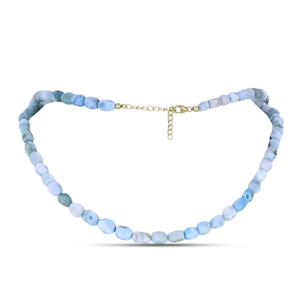 Colier din Argint 925 Placat cu Aur ( 0.97 grame ) cu Larimar de Barahona 131.15 Carate