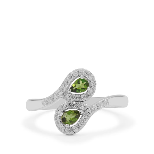 Inel din Argint 925 ( 2.47 grame ) cu Turmalină și Zircon Alb 0.65 Carate