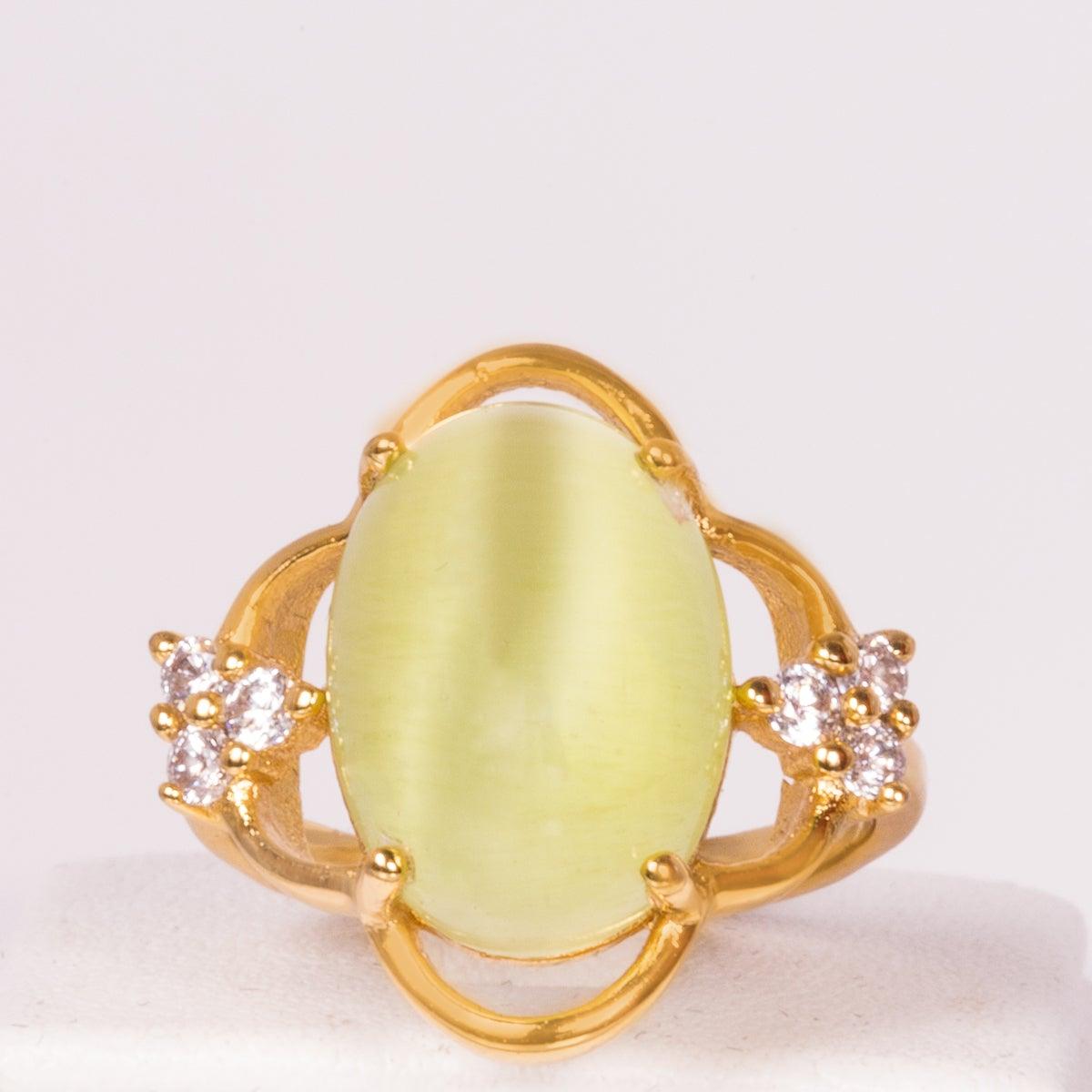 Inel cu Cristal Alb Emporia® din Aliaj Placat cu Aur - Galeria de Bijuterii