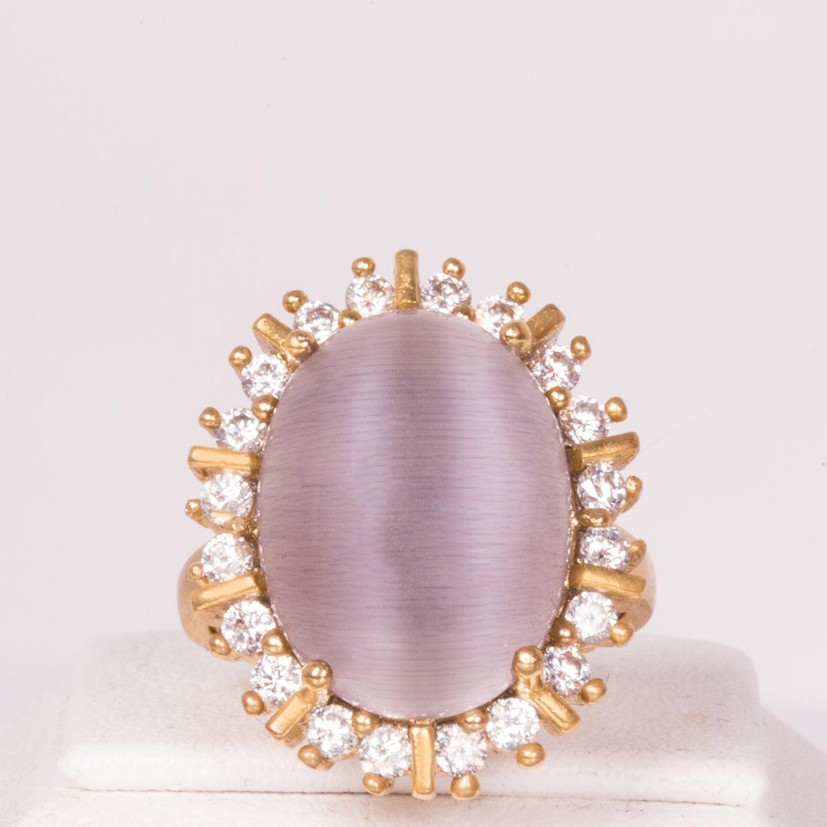 Inel cu Cristal Alb Emporia® din Aliaj Placat cu Aur - Galeria de Bijuterii