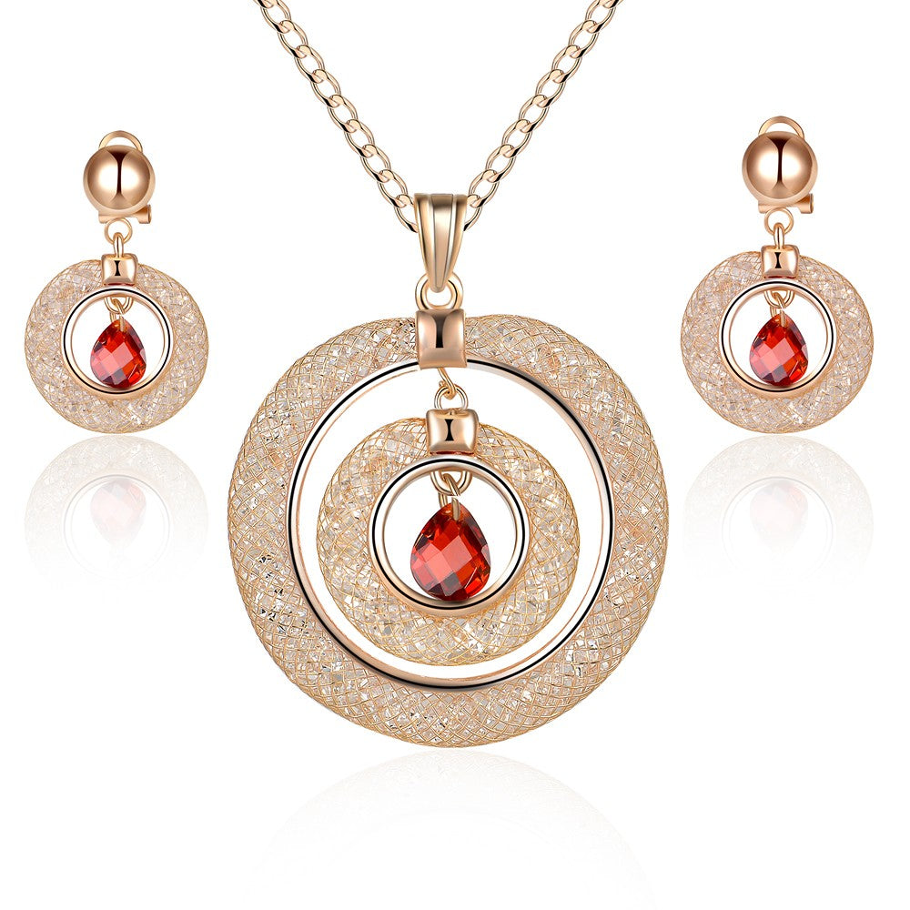 Set din Aliaj Placat cu Aur cu Cristal Alb Emporia® și Cristal Roșu Emporia®