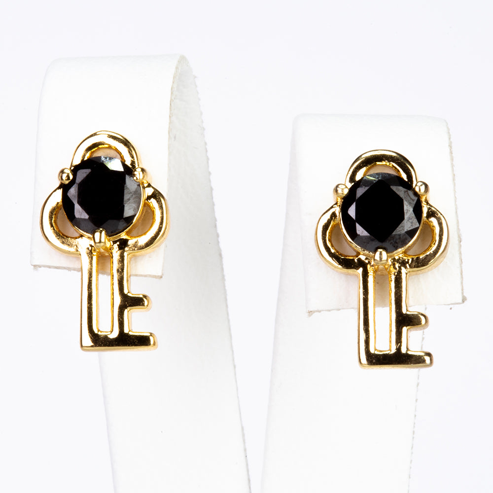 Set din Aliaj Placat cu Aur ( 7.14 grame ) cu Cristal Negru Emporia® ( Colier+Cercei+Pandantiv )