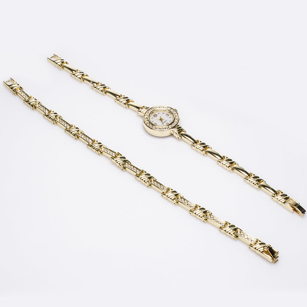 Set din Aliaj Placat cu Aur cu Cristal Alb Emporia® ( Brățară )