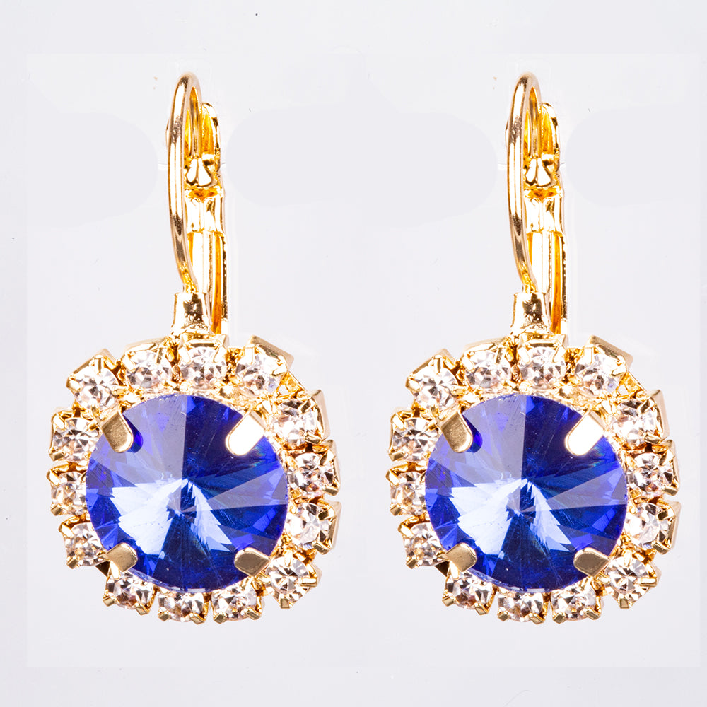 Set din Aliaj Placat cu Aur cu Cristal Albastru Emporia® ( Colier+Cercei+Pandantiv )