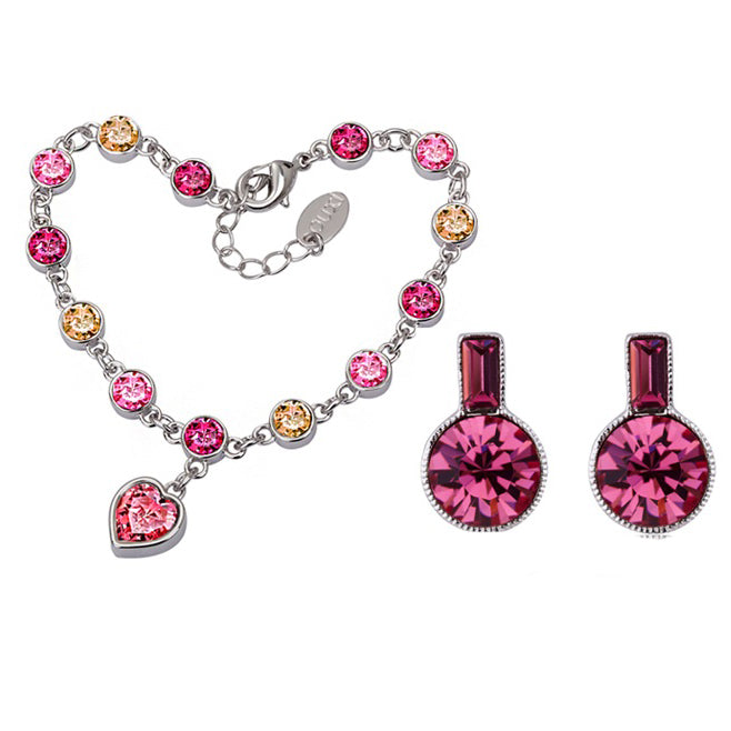 Set din Aliaj Placat cu Aur cu Cristal Roșu Emporia® ( Colier+Cercei )