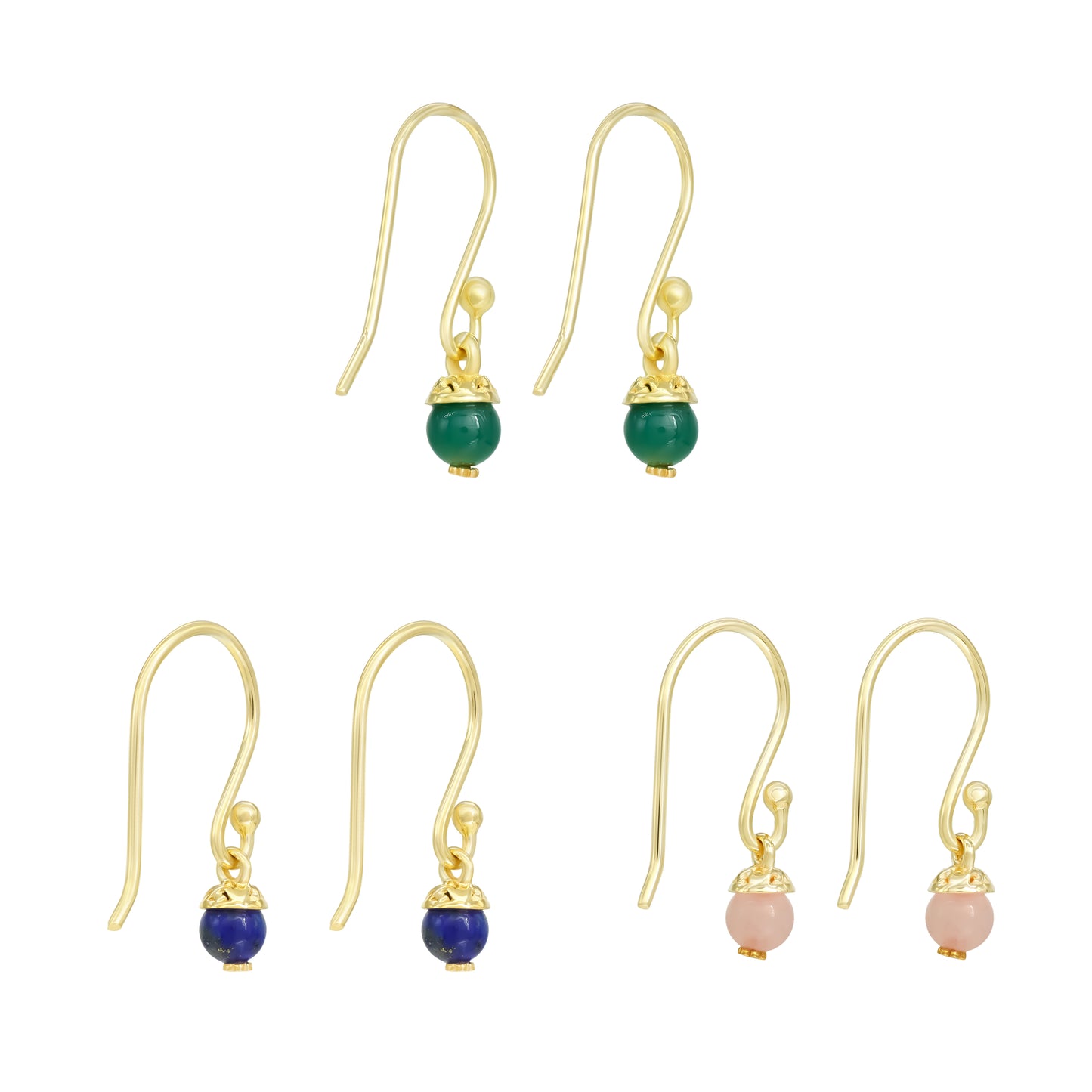 Set din Argint 925 Placat cu Aur ( 2.89 grame ) cu Onix Verde și Lapis Lazuli 3.37 Carate