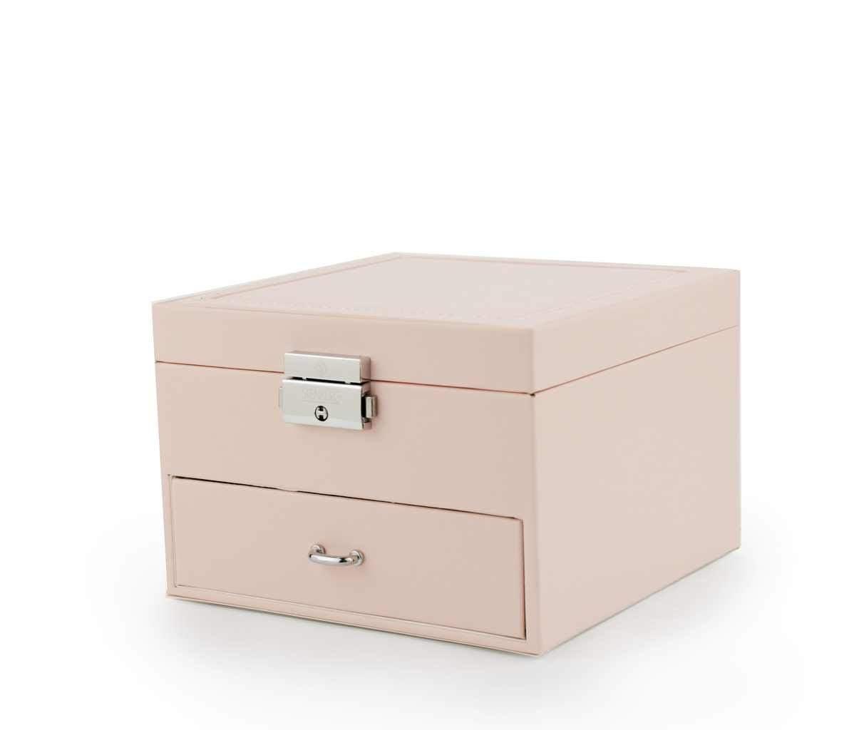 Cutie pentru Bijuterii și Organizator Elegant cu Oglindă, Roz Pudră - Galeria de Bijuterii