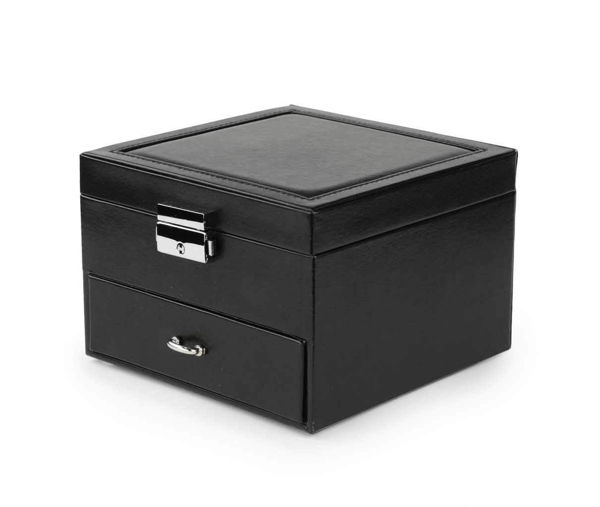 Cutie pentru Bijuterii și Organizator Elegant cu Oglindă, Negru - Galeria de Bijuterii