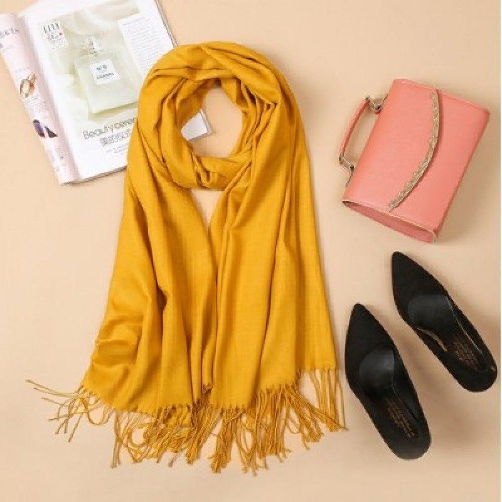 Eșarfă la Modă cu Efect de Cașmir, Galben Muștar - Galeria de Bijuterii