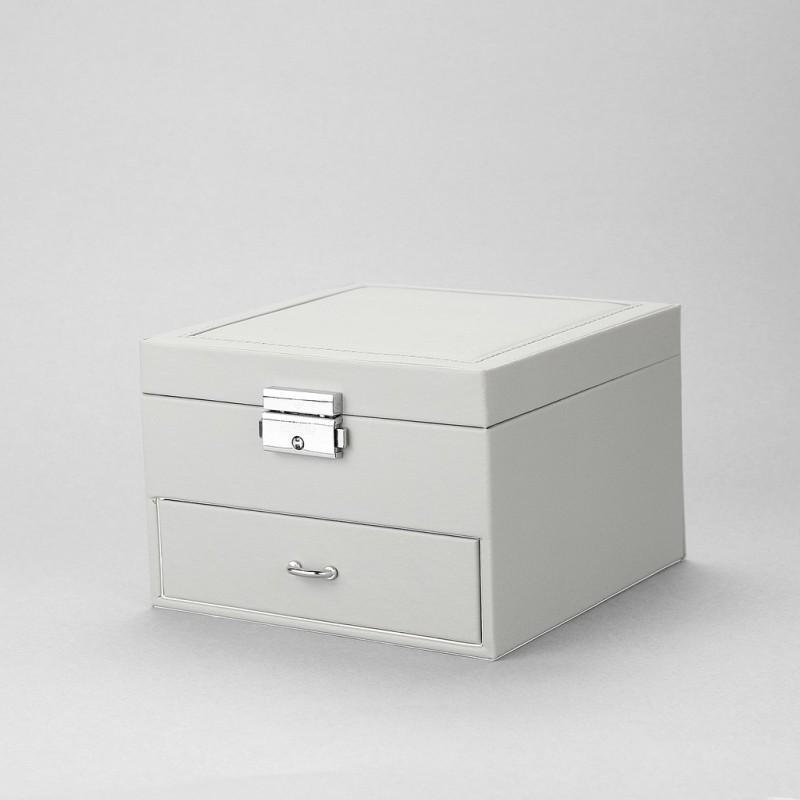 Cutie pentru Bijuterii și Organizator Elegant cu Oglindă, Argintiu - Galeria de Bijuterii