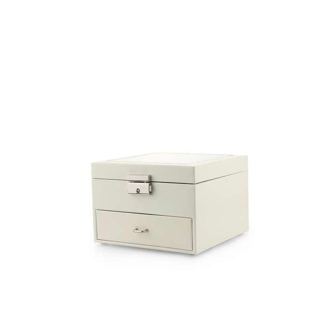 Cutie pentru Bijuterii și Organizator Elegant cu Oglindă, Alb - Galeria de Bijuterii