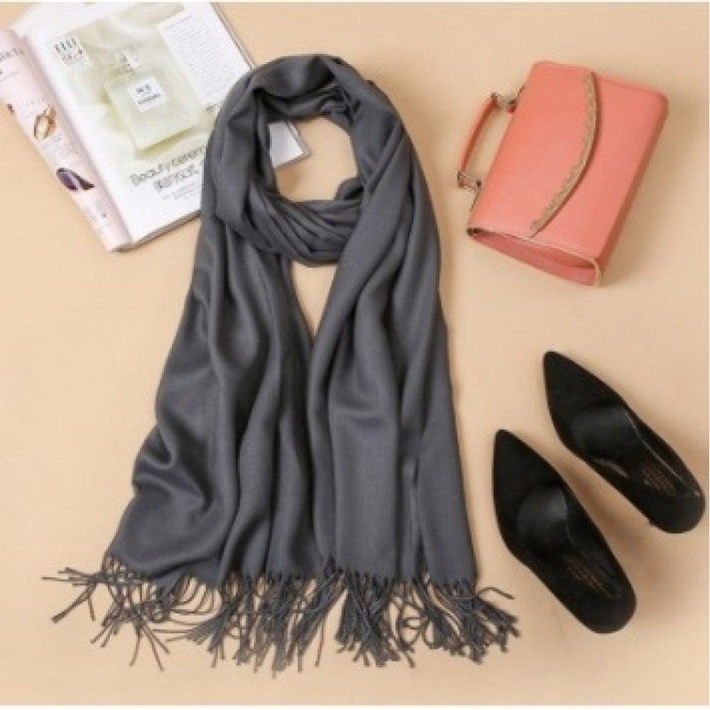 Eșarfă la Modă cu Efect de Cașmir, Gri Grafit - Galeria de Bijuterii