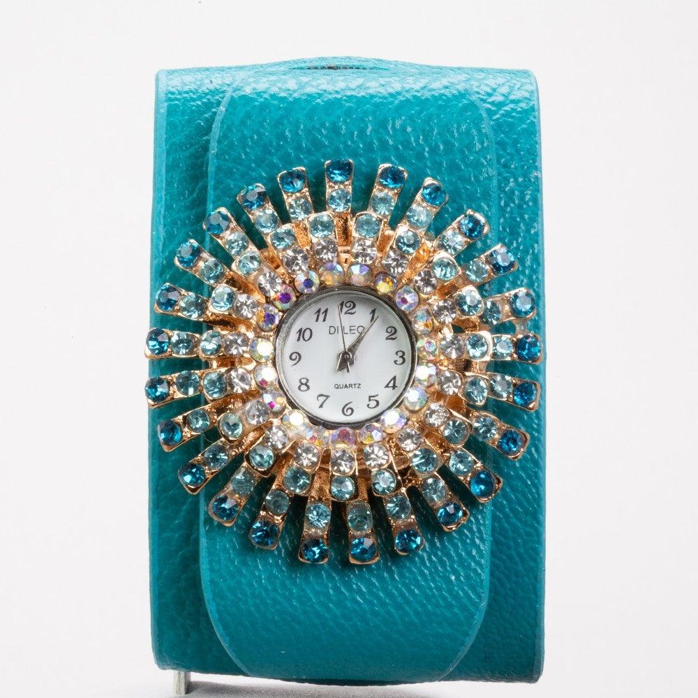 Ceas de Damă DiLeo Luna din Aliaj, Analogic, TURCOAZ - Galeria de Bijuterii