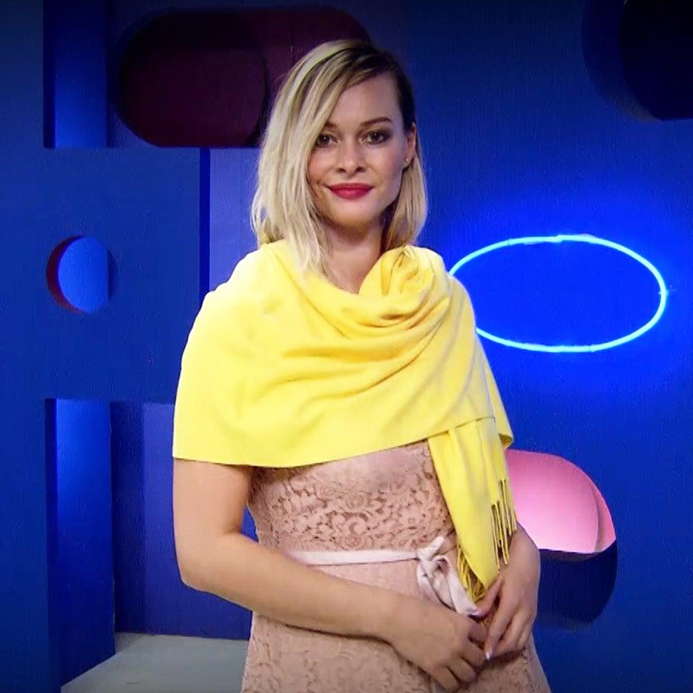 Eșarfă-Șal 100% Cașmir Pashmina Autentic, 70 cm x 180 cm, Galbenă - Galeria de Bijuterii