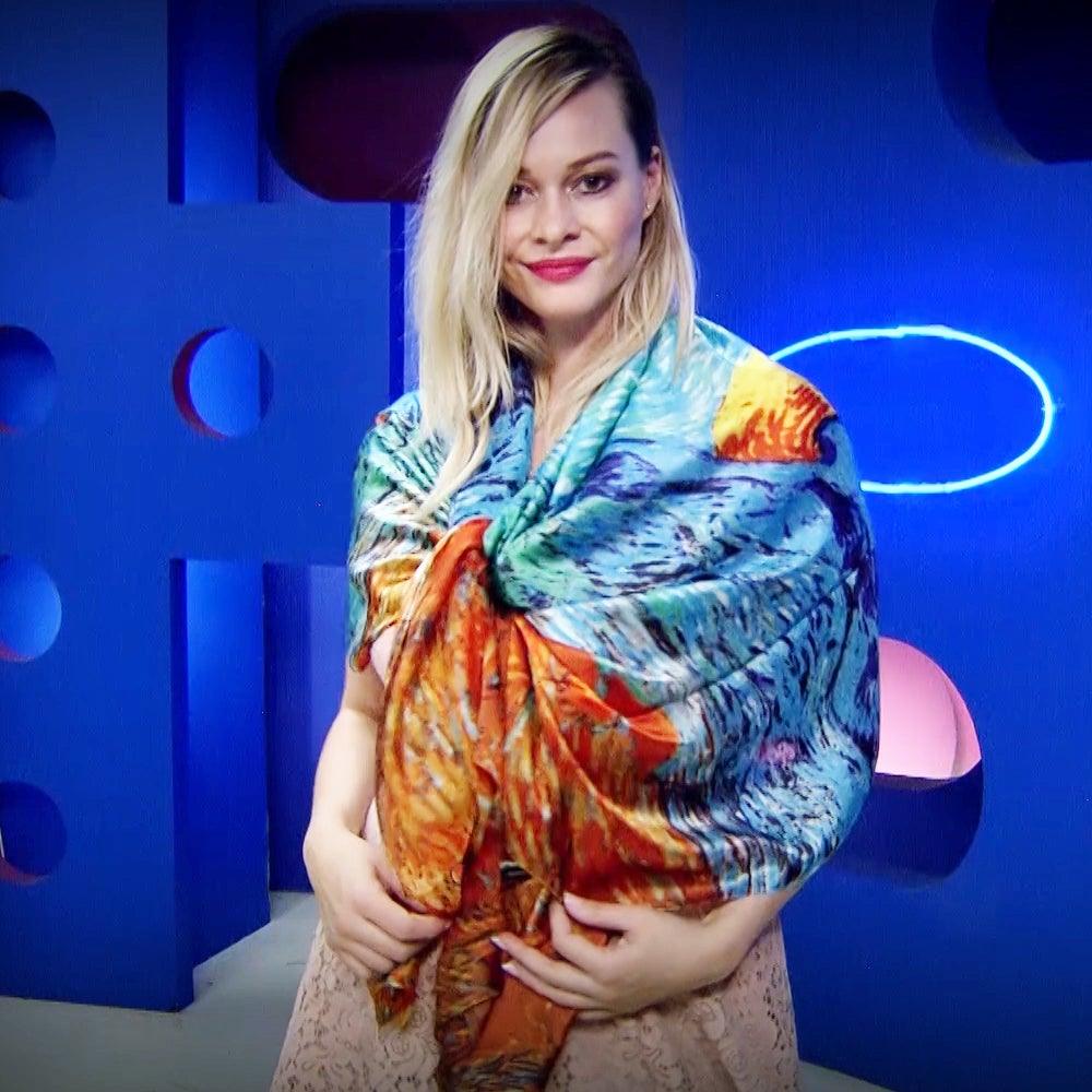 Eșarfă-Șal din Mătase 100% Autentică, 90cm x 180cm, Model Apus de Soare - Galeria de Bijuterii