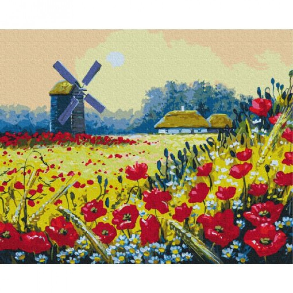 Pictura "Câmp de mac" cu numere 40x50cm