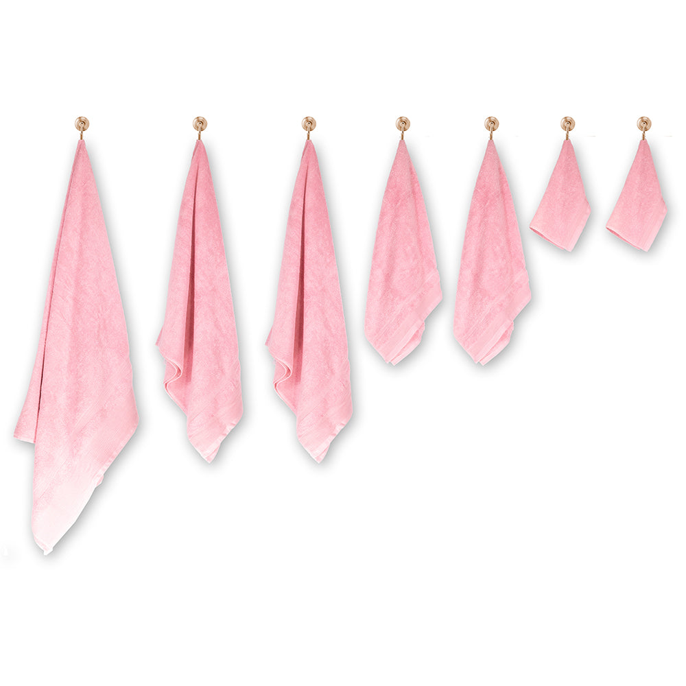 3+3+1 Set Cadou Mare de Prosoape de Baie din 100% Micro Bumbac, 500 GSM, Roz Pastel