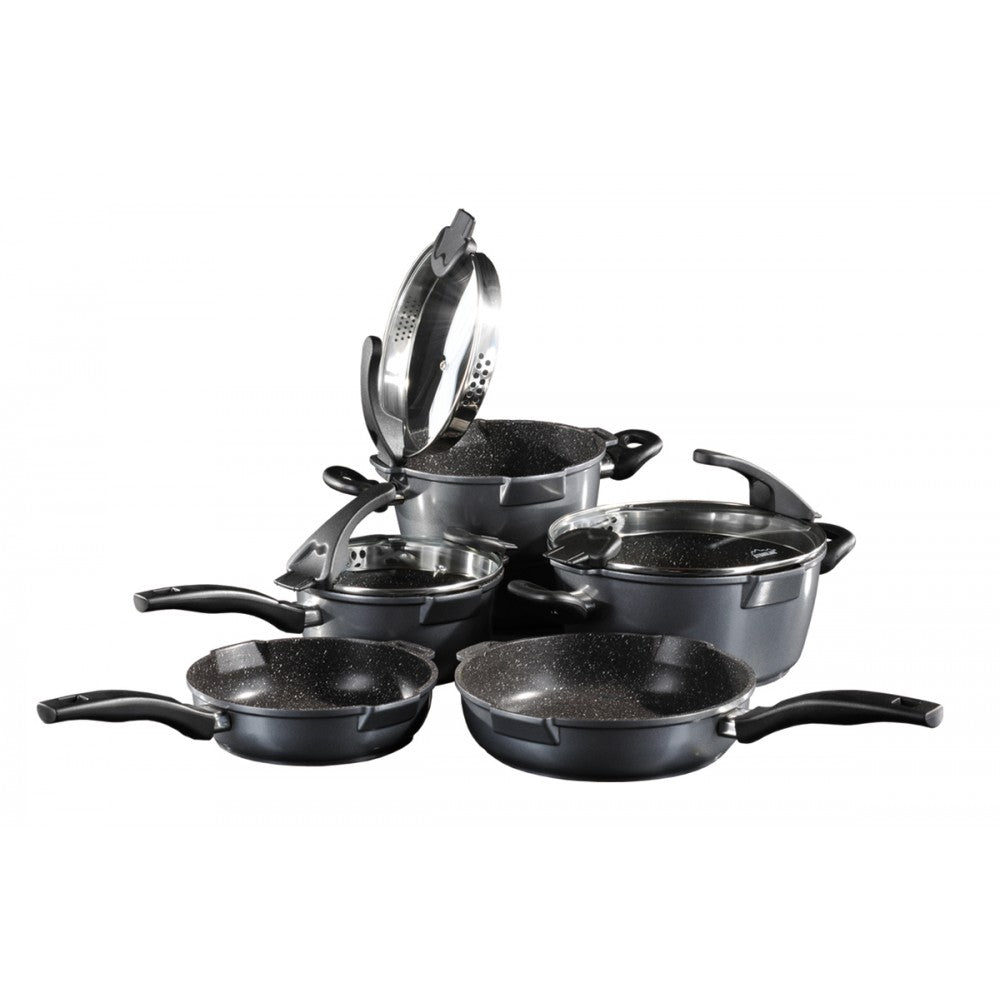 STONELINE® FUTURE Set de Vase din 8 Piese cu Capac de Sticlă cu Filtru, Gri