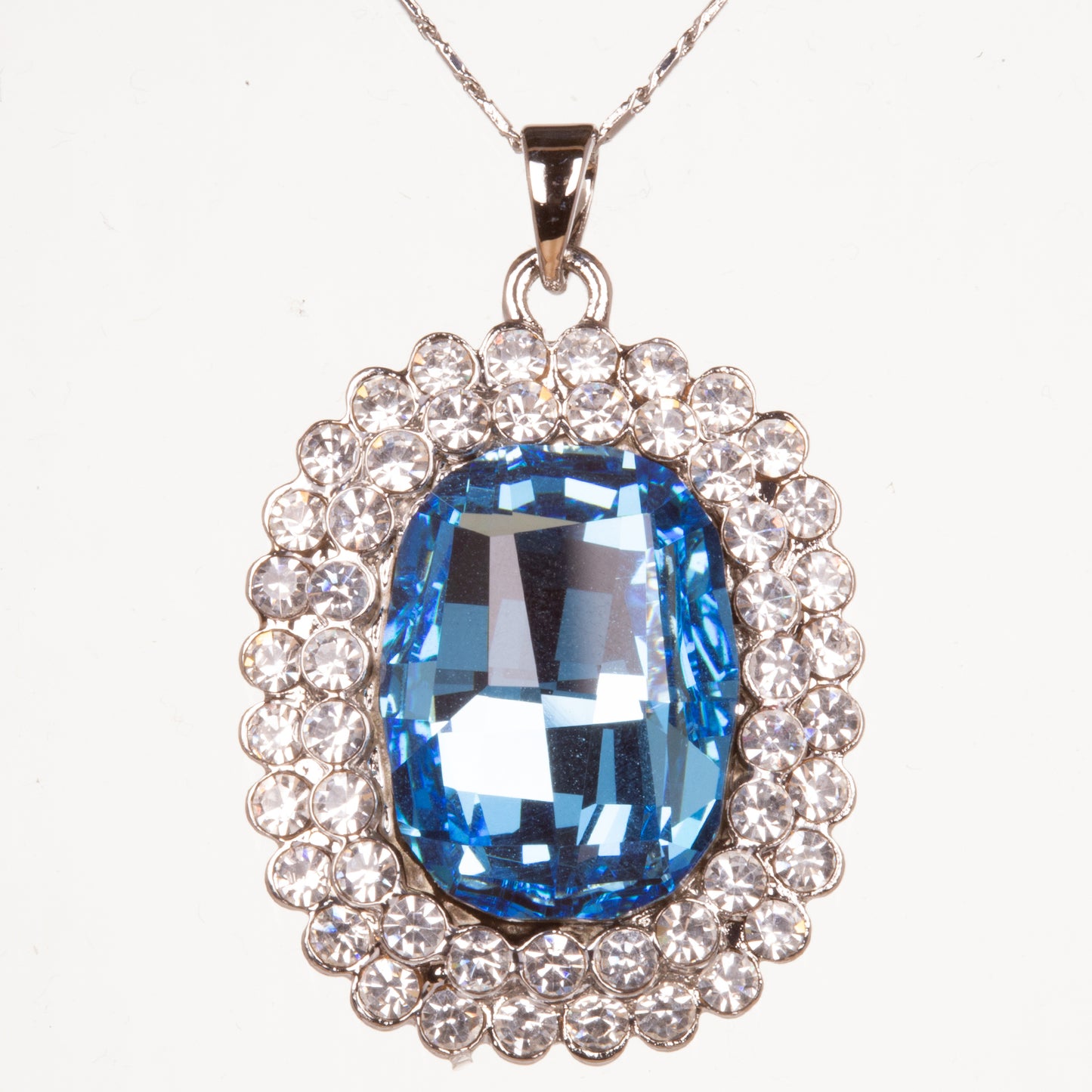 Set din Aliaj Placat cu Aur Alb cu Cristal Albastru Emporia®