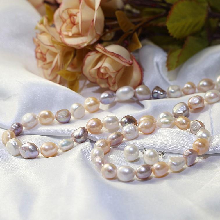 Set din Argint cu Perlă de Apă Dulce Multicoloră Baroc - Galeria de Bijuterii