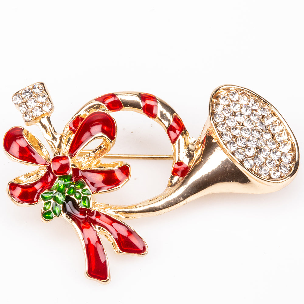 Broşă din Aliaj Placat cu Aur cu Cristal Roșu Emporia® și Cristal Alb Emporia®