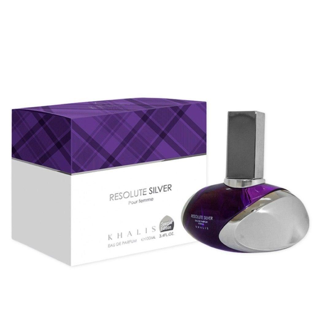 100 ml Eau de Perfume Resolute Silver cu Arome Dulci Orientale și Fructate pentru Femei - Galeria de Bijuterii