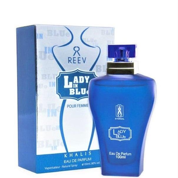 100 ml Eau de Perfume Lady in Blue cu Arome Fructate și Chihlimbar pentru Femei - Galeria de Bijuterii