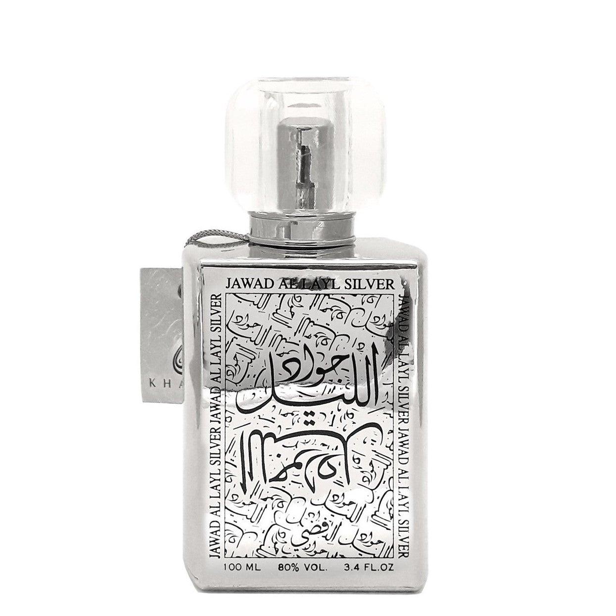 100 ml Eau de Perfume Jawad Al Layl Silver cu Arome Fructate și Mosc pentru Bărbați și Femei - Galeria de Bijuterii