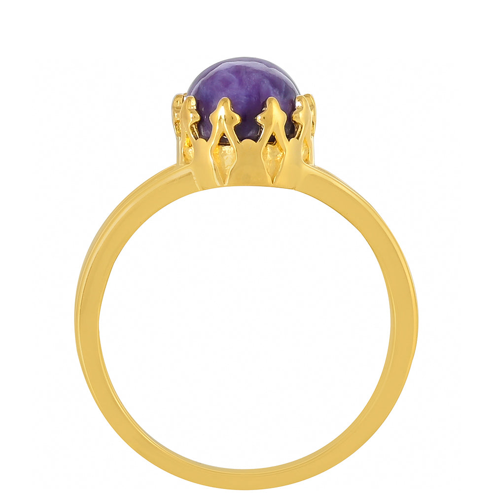 Inel din Argint 925 Placat cu Aur ( 3.15 grame ) cu Charoit 2.2 Carate