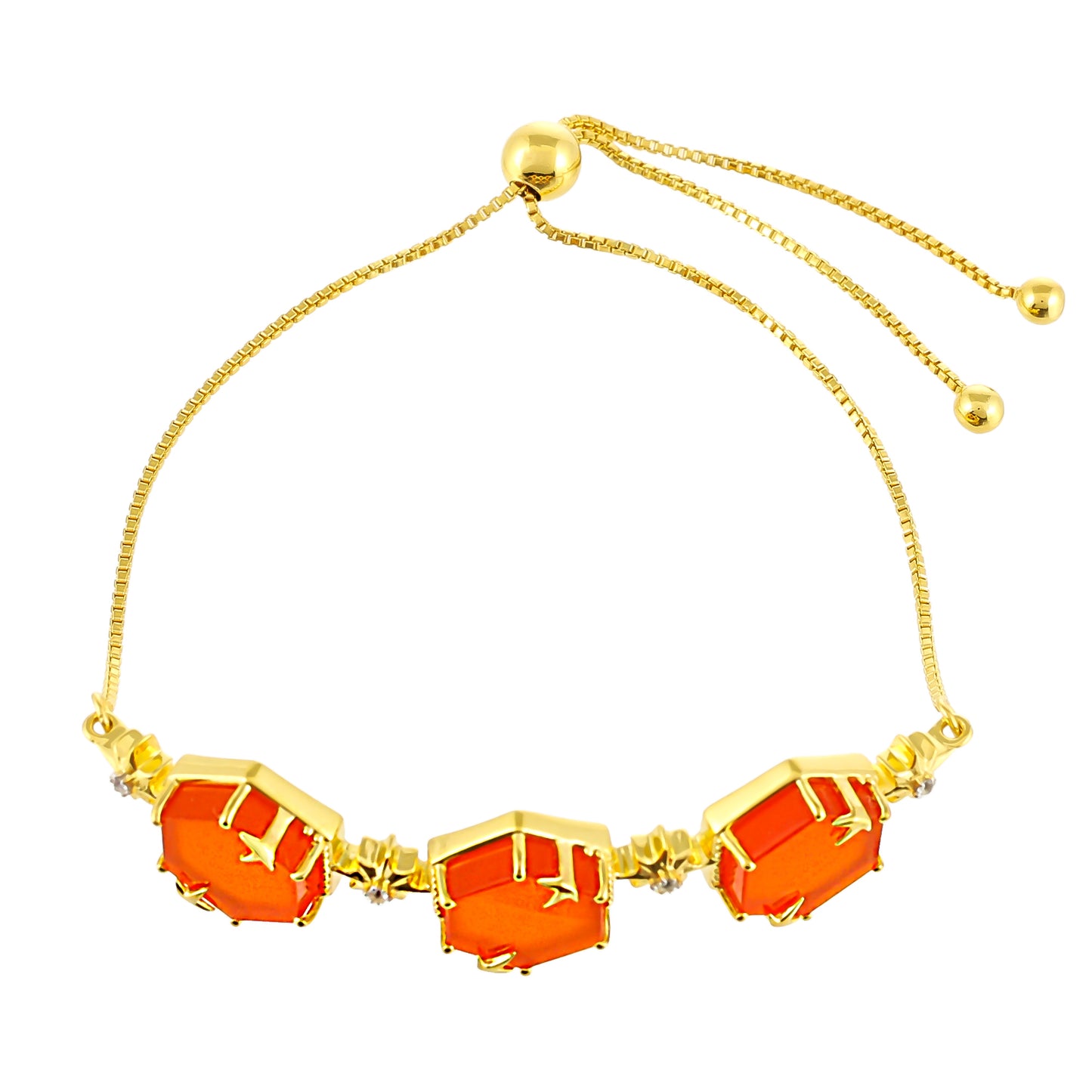 Brățară din Argint 925 Placat cu Aur ( 6.63 grame ) cu Carneol și Topaz Alb 11.58 Carate