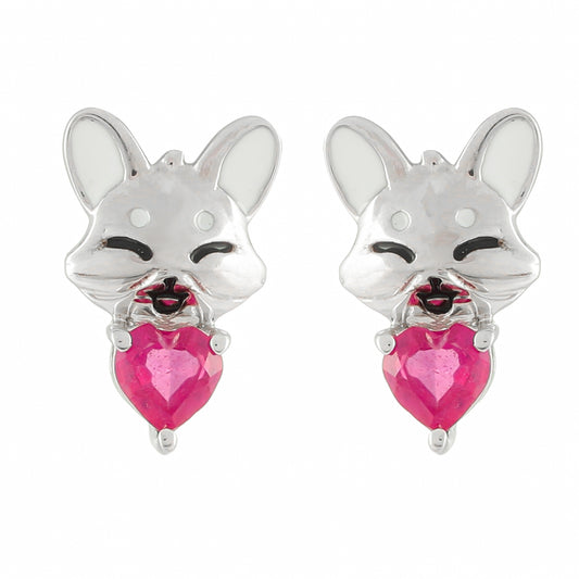 Cercei din Argint 925 ( 2.58 grame ) cu Rubin Thailandez 0.74 Carate