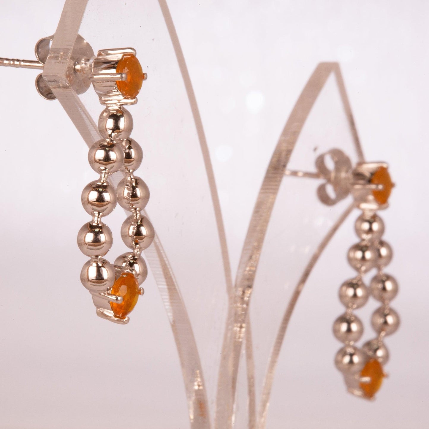 Cercei din Argint cu Opal de Foc Portocaliu - Galeria de Bijuterii