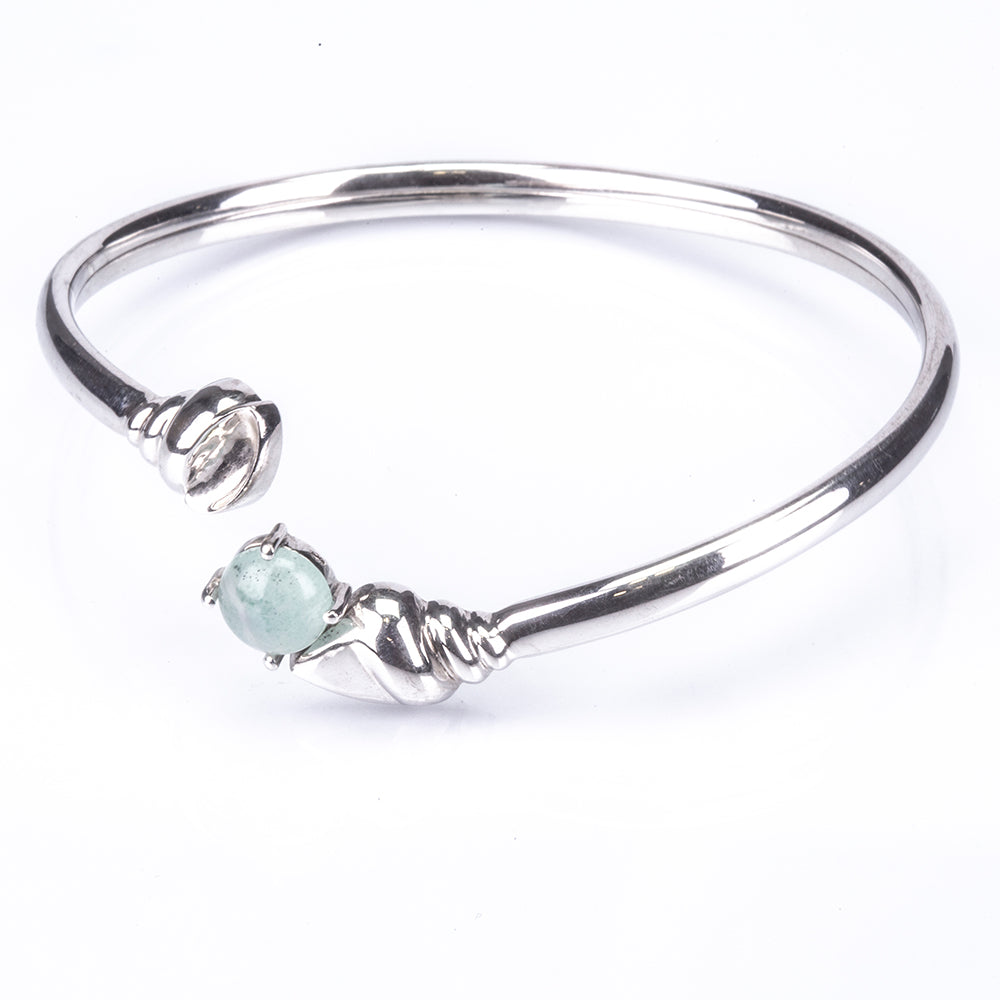 Brățară din Argint 925 ( 14.08 grame ) cu Calcedonie de Mare Verde Zambiană 1.69 Carate