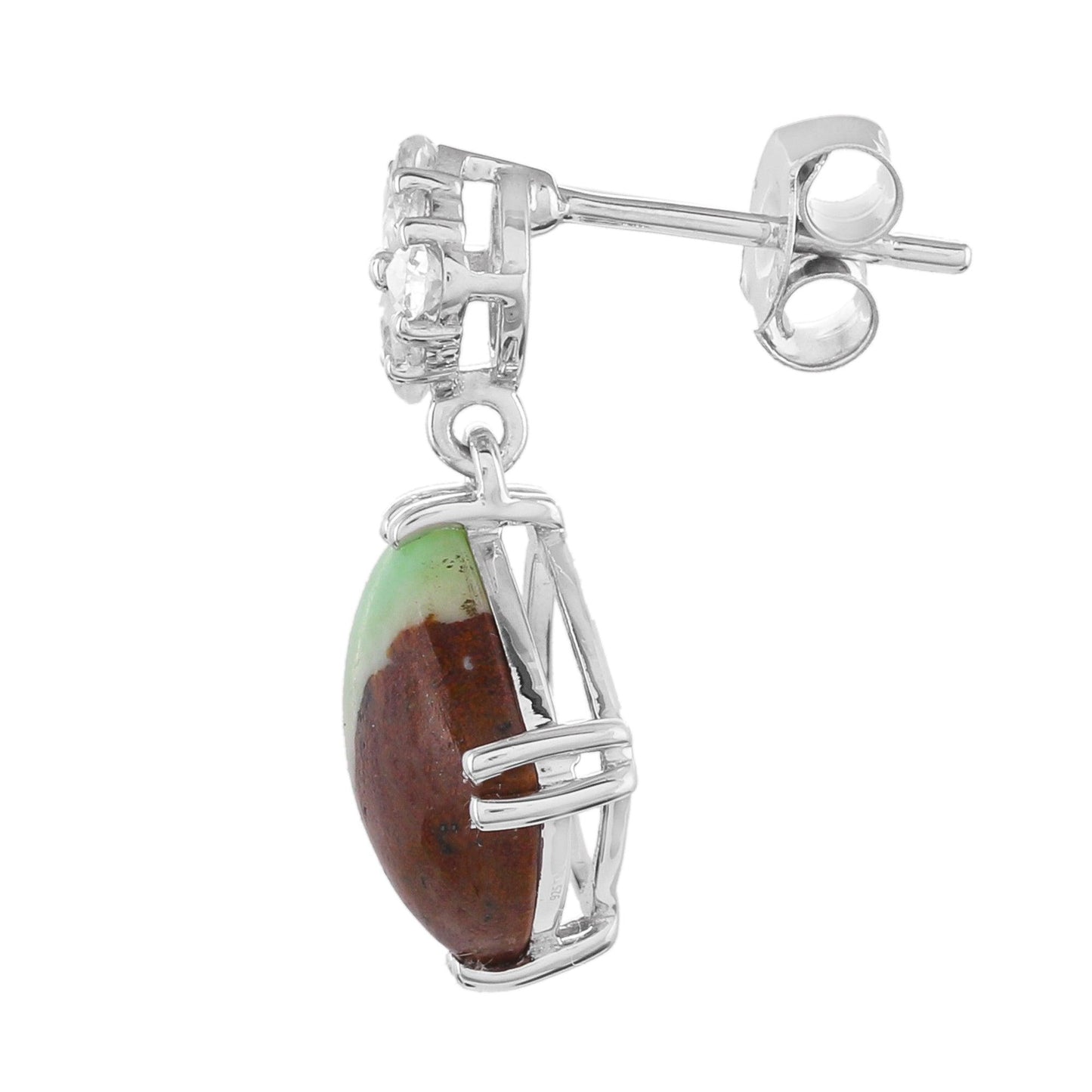 Cercei din Argint cu Crisopraz Mentă și Zircon Natural - Galeria de Bijuterii