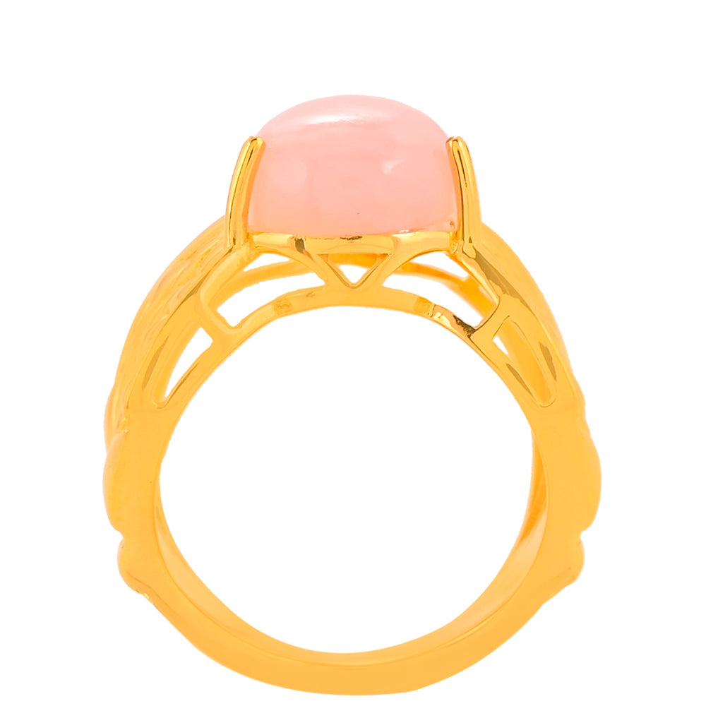 Inel din Argint 925 Placat cu Aur ( 7.18 grame ) cu Opal Roz 4.87 Carate