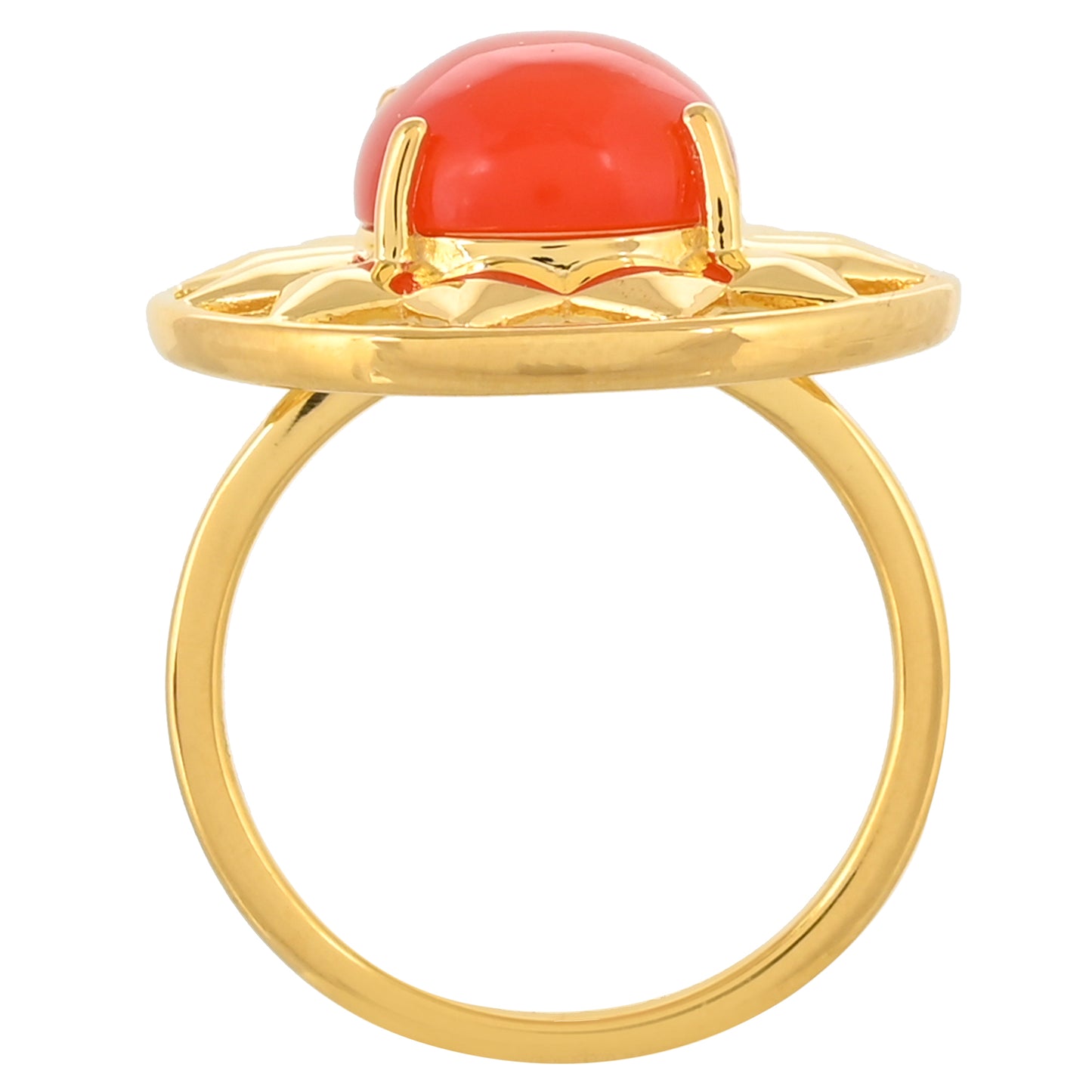 Inel din Argint 925 Placat cu Aur ( 4.37 grame ) cu Carneol 4.56 Carate