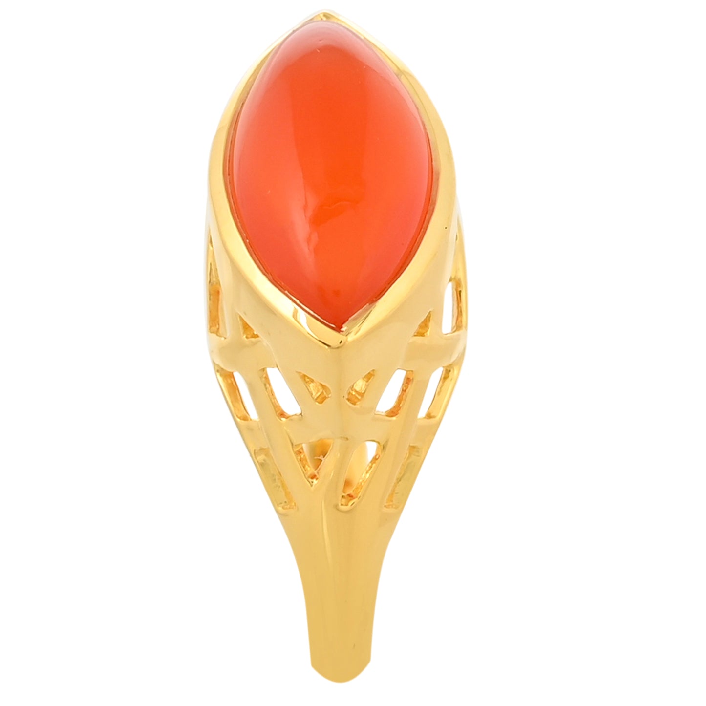 Inel din Argint 925 Placat cu Aur ( 3.68 grame ) cu Carneol 4.37 Carate