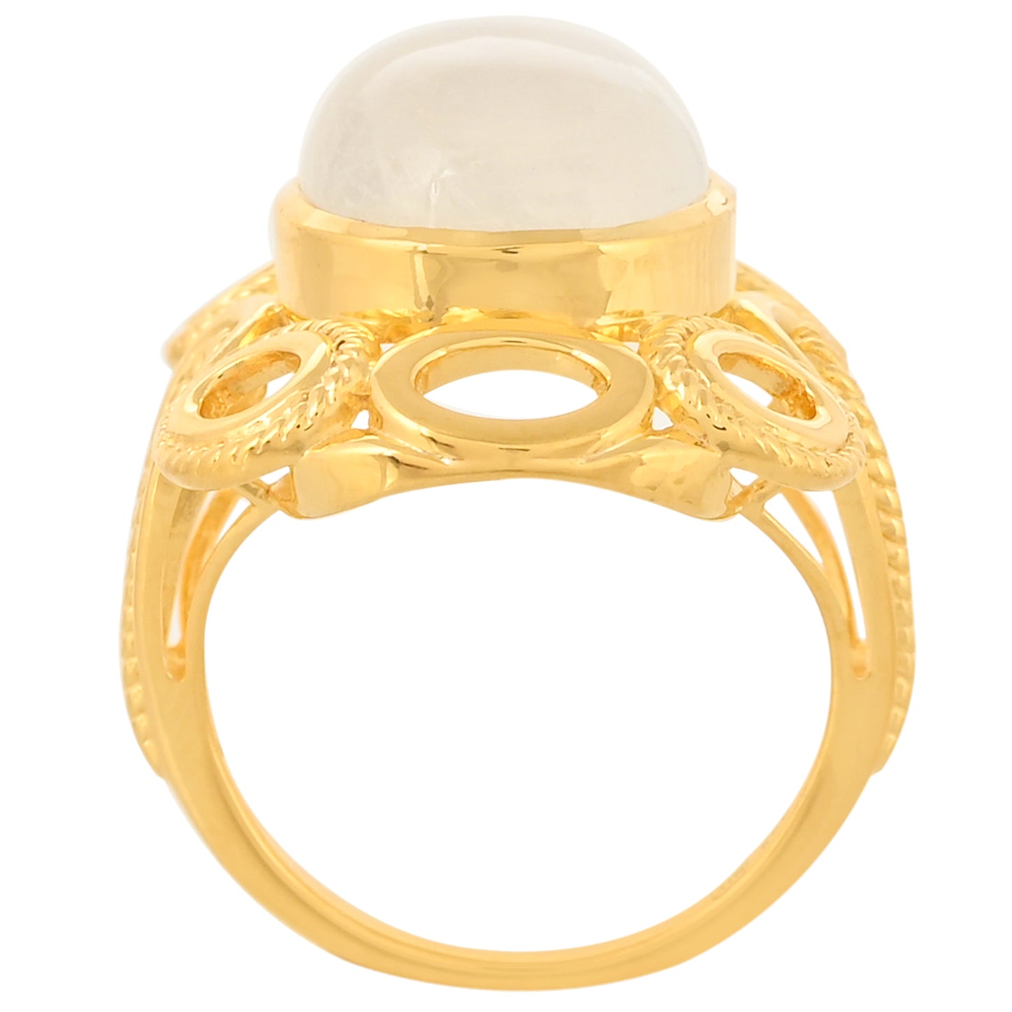 Inel din Argint 925 Placat cu Aur ( 6.64 grame ) cu Piatra Lunii Curcubeu 10.16 Carate