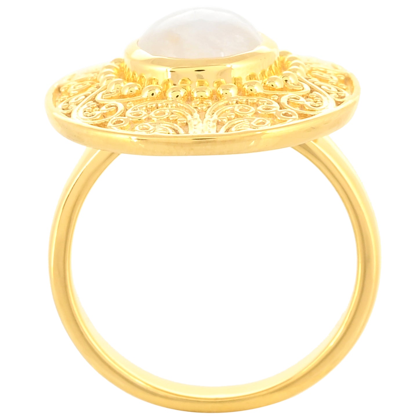 Inel din Argint 925 Placat cu Aur ( 7.35 grame ) cu Piatra Lunii Curcubeu 2.93 Carate